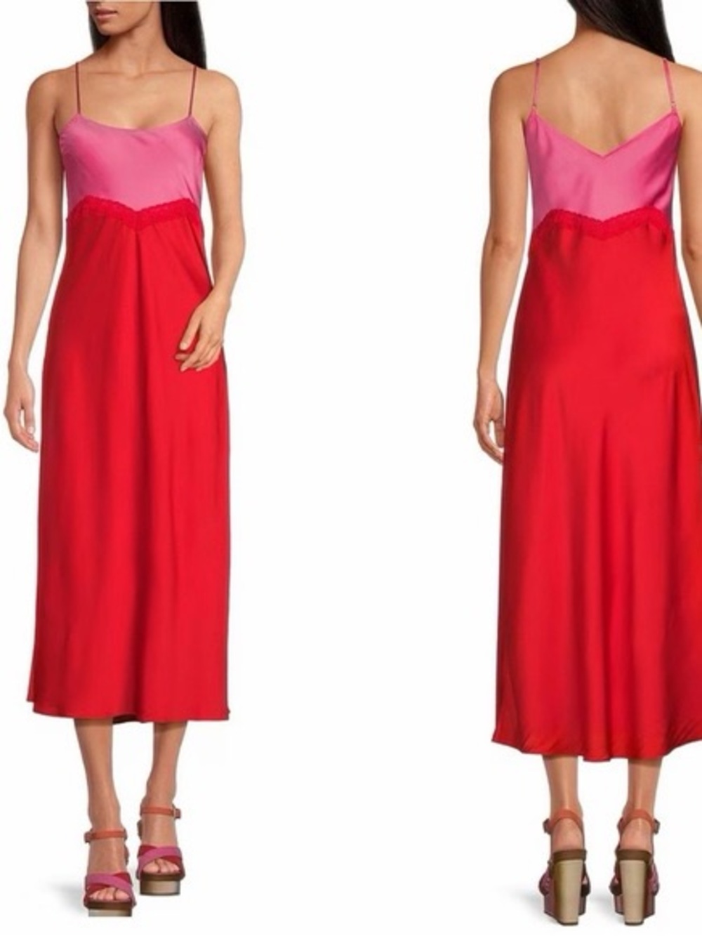 Gianni Bini Two-Tone Pink and Red Satin Slip